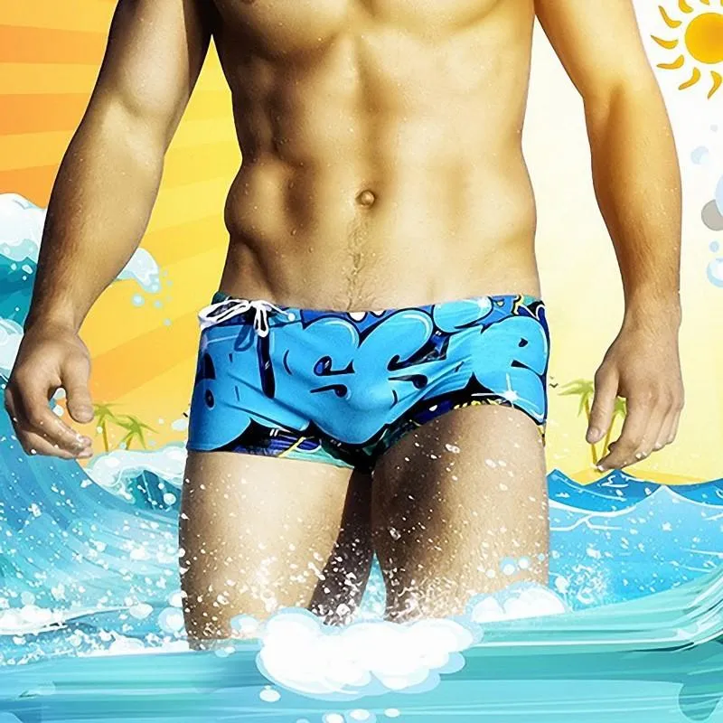 12 Colors Printed Men's Briefs Trunks Swim Shorts for Swimming