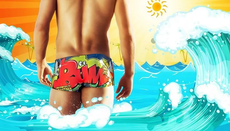 12 Colors Printed Men's Briefs Trunks Swim Shorts for Swimming