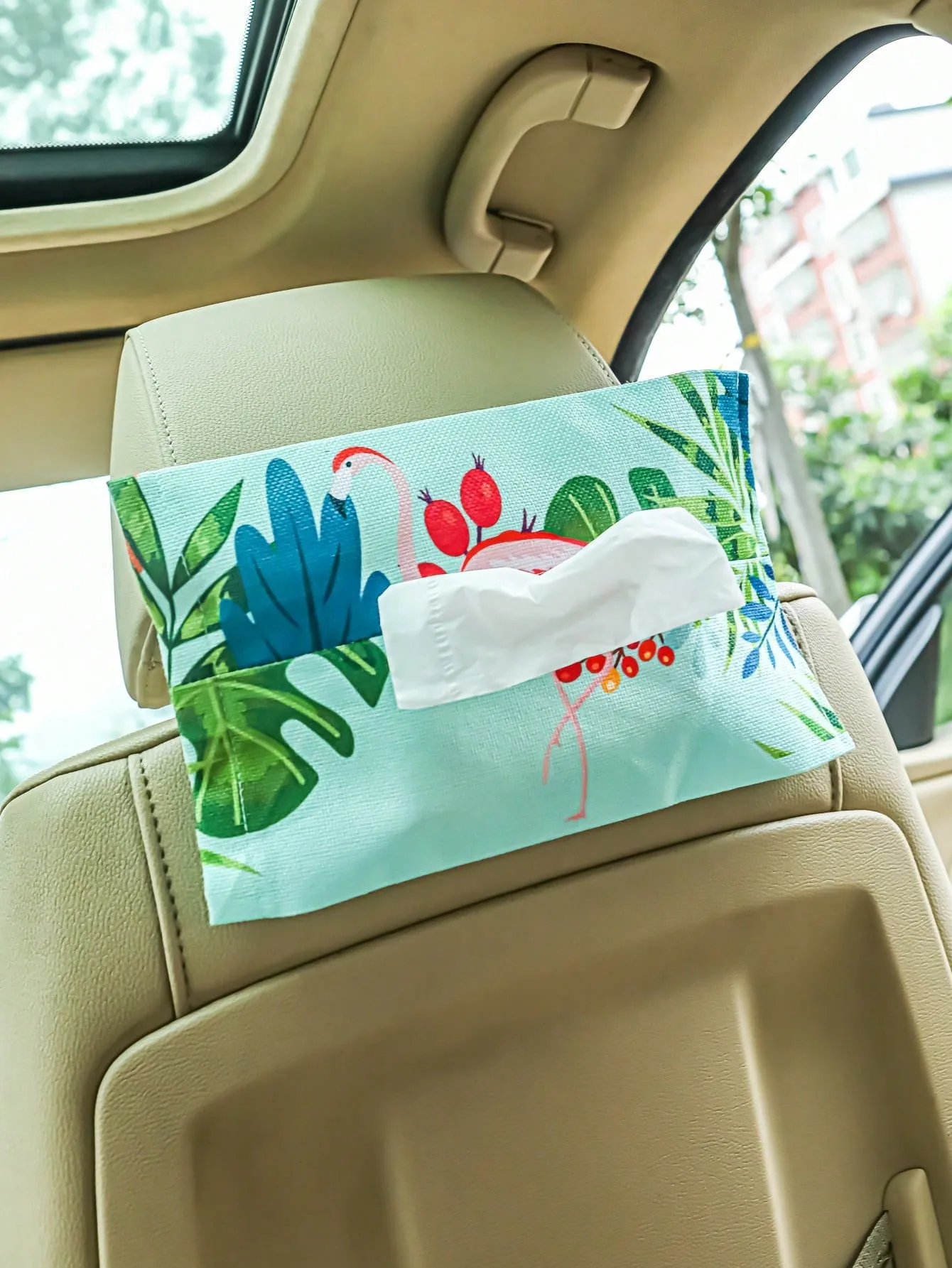 1pc Flamingo Pattern Car Tissue Box