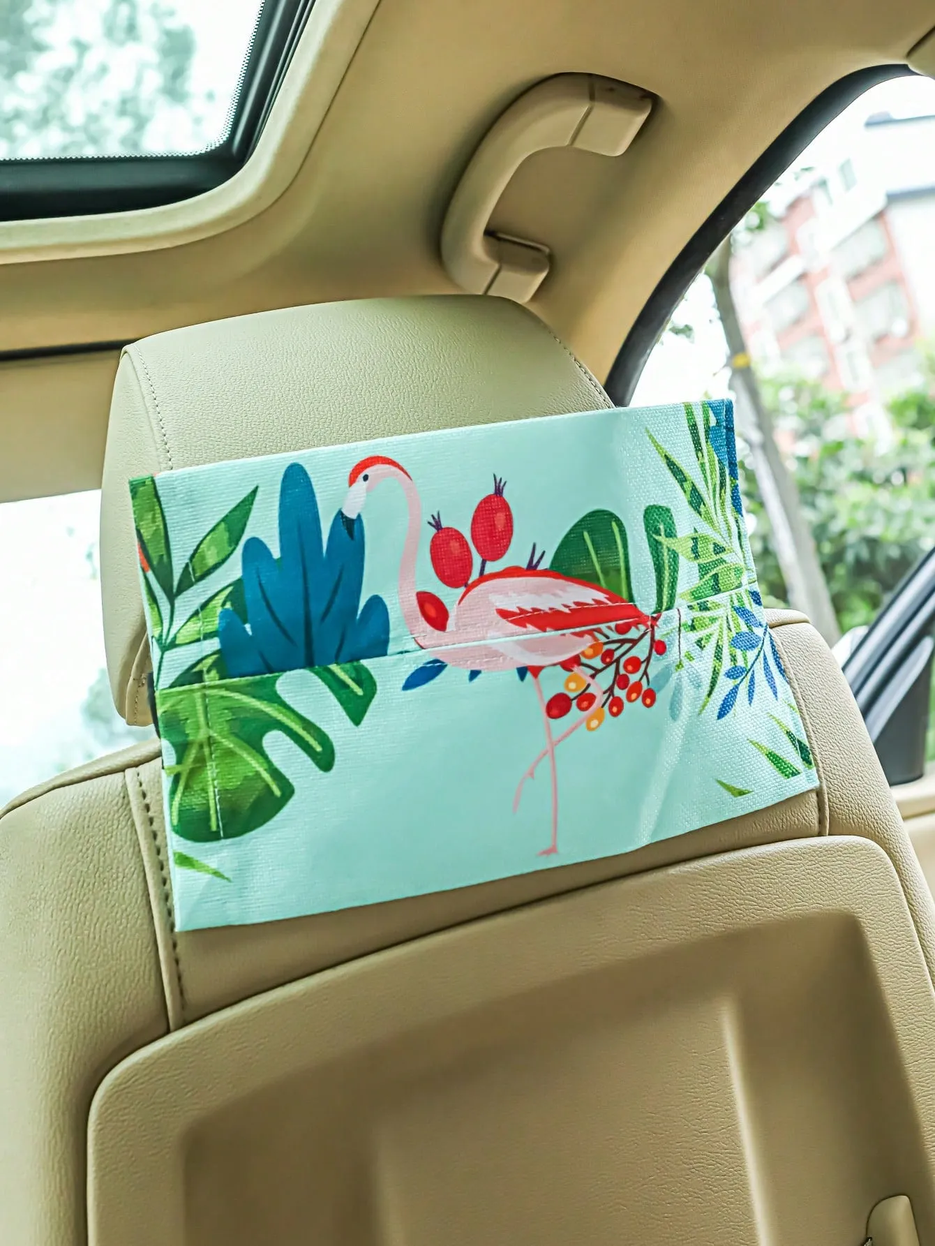 1pc Flamingo Pattern Car Tissue Box