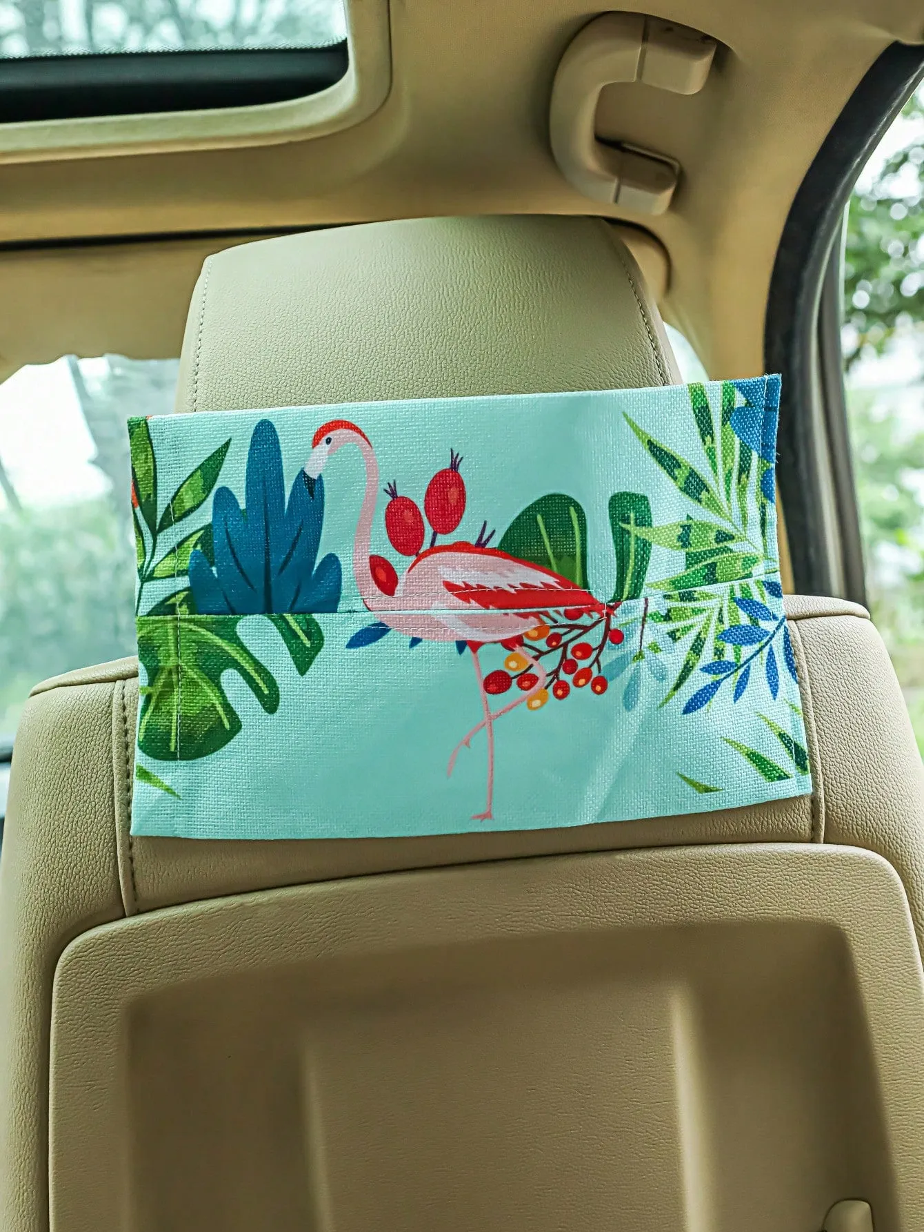 1pc Flamingo Pattern Car Tissue Box