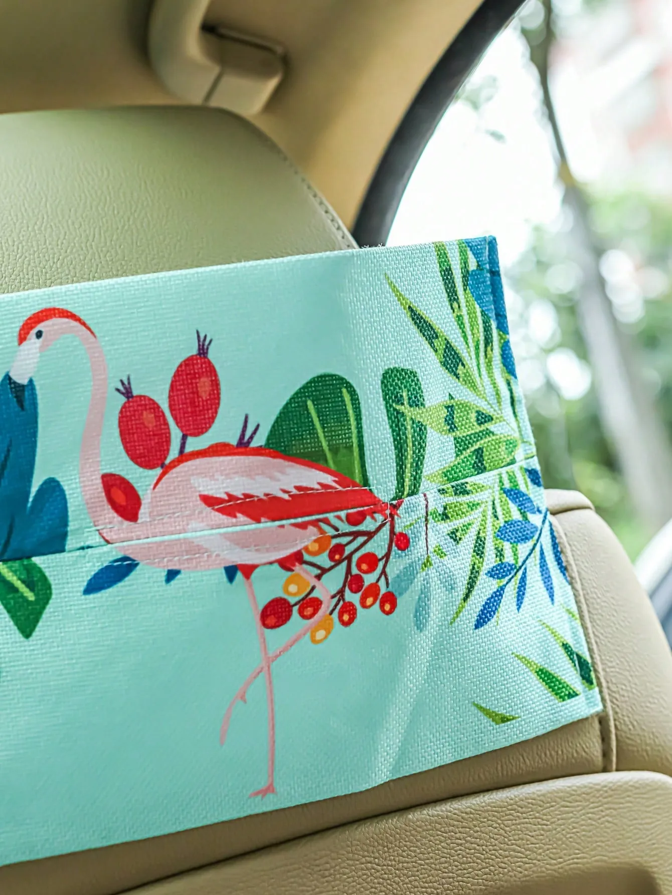 1pc Flamingo Pattern Car Tissue Box