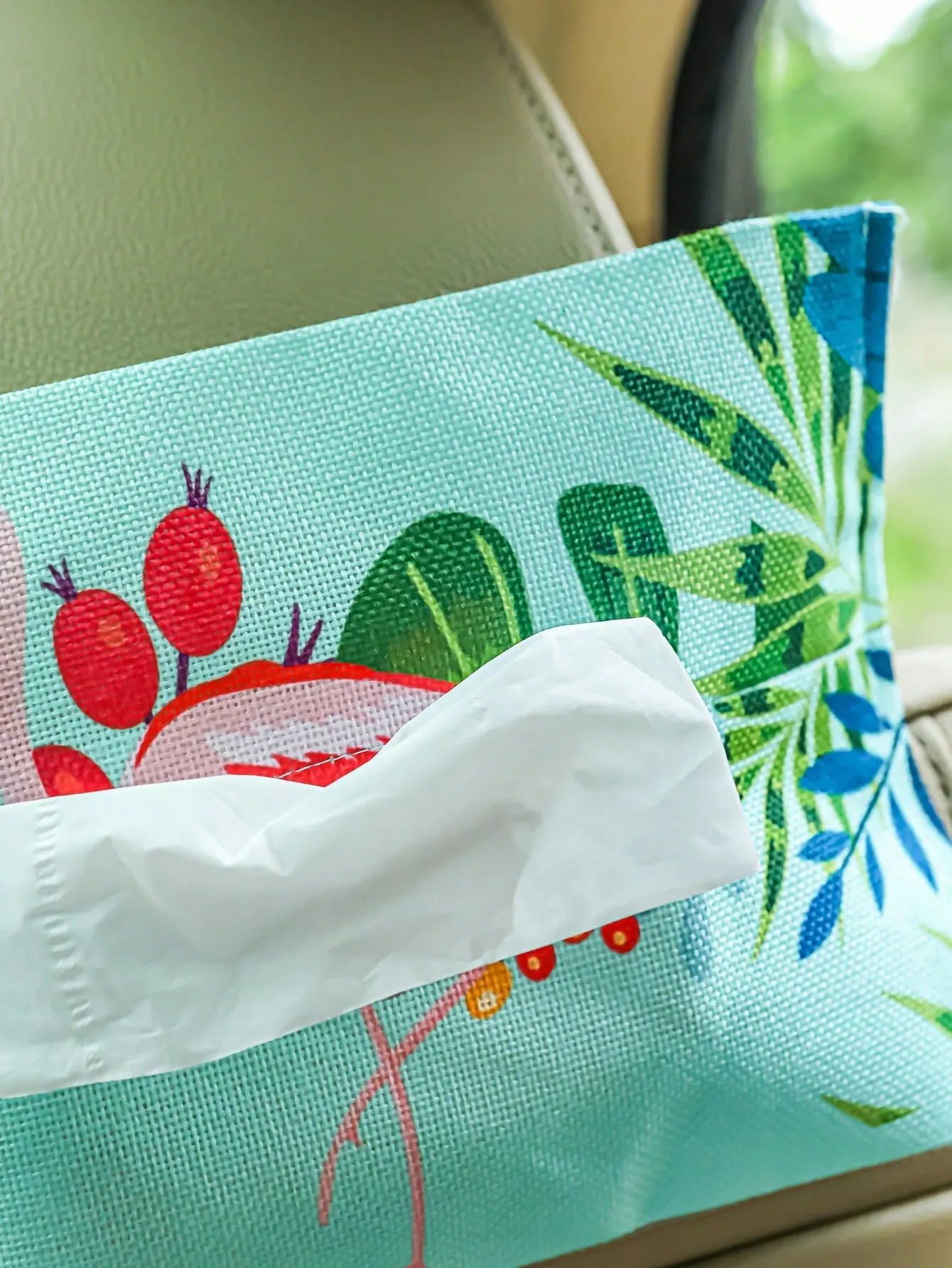 1pc Flamingo Pattern Car Tissue Box