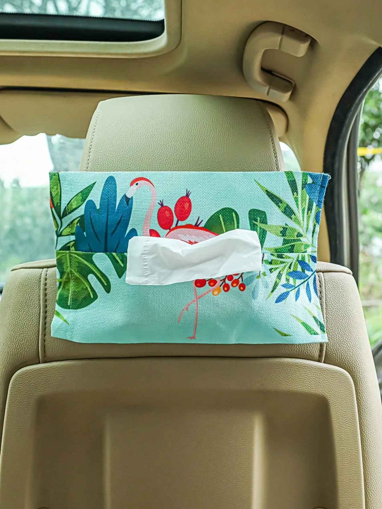 1pc Flamingo Pattern Car Tissue Box