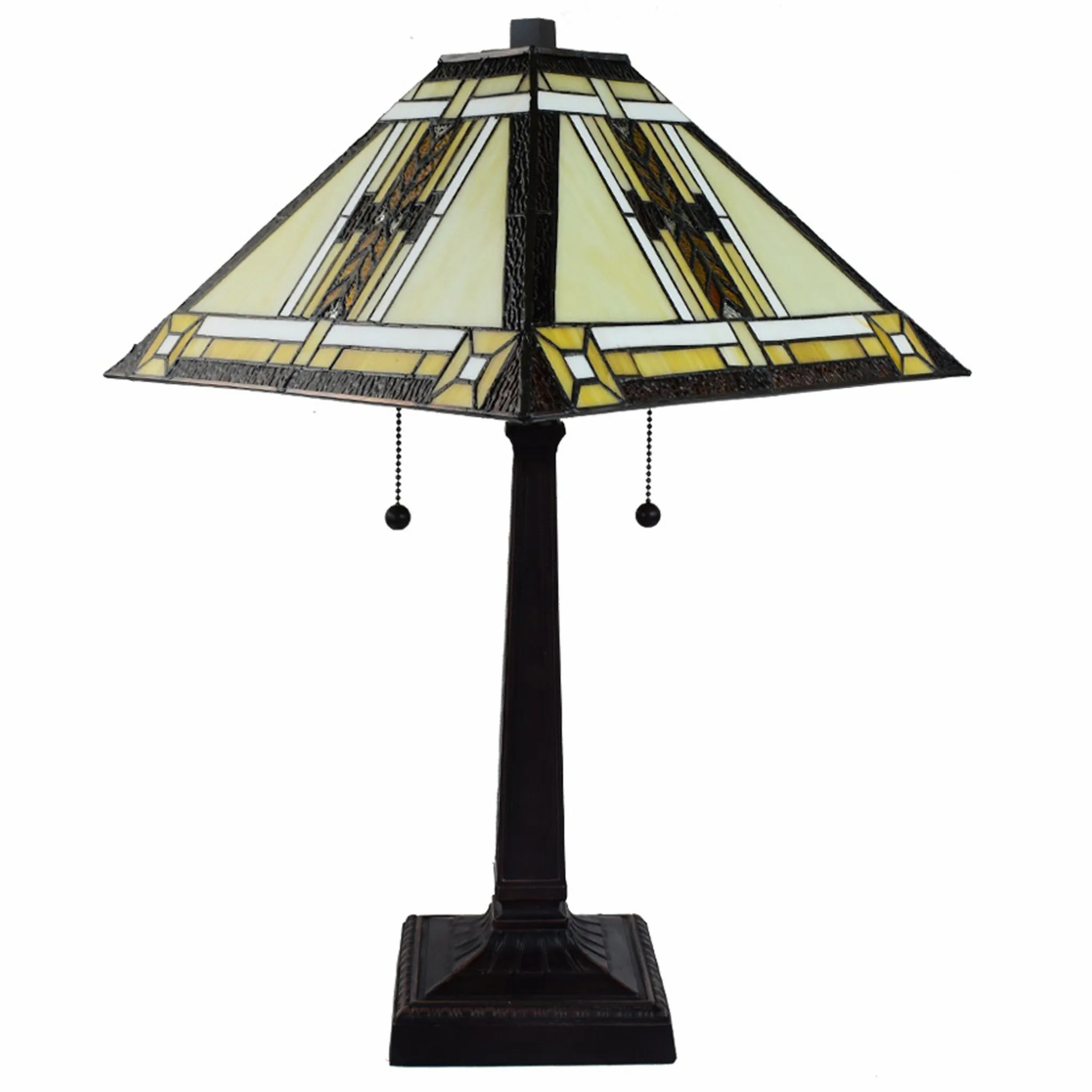 23" Stained Glass Two Light Mission Style Table Lamp with Stained Glass Shade By Homeroots