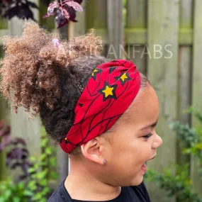 African print Headband - Kids - Hair Accessories - Red / Yellow Stars VLISCO