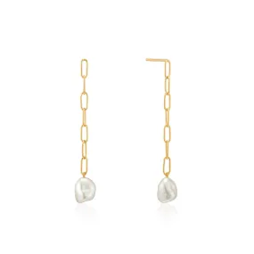 Ania Haie Gold Pearl Chunky Drop Earrings