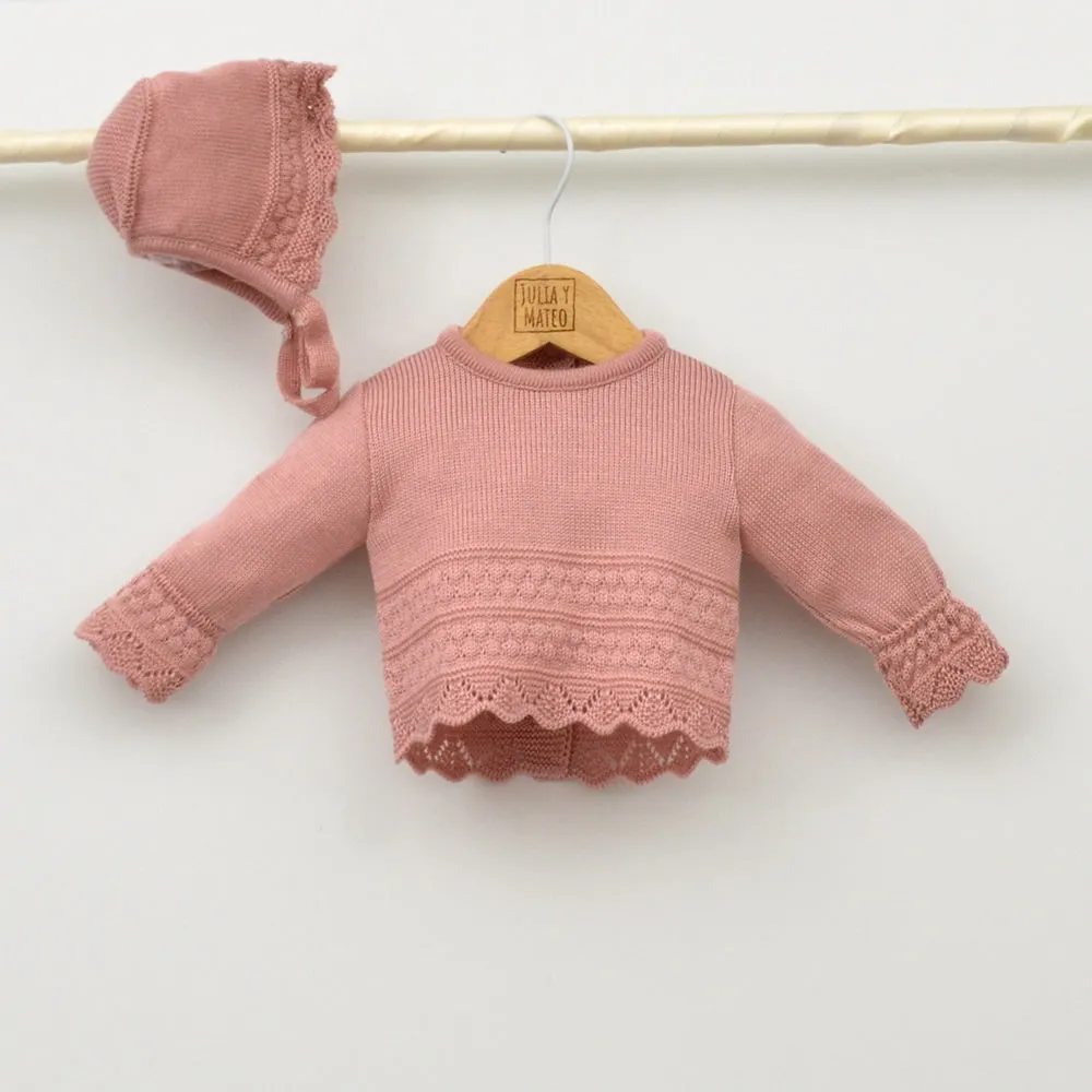 Conjunto bebés Luz con jersey, polaina y capota de hilo