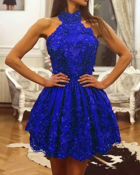 Elegant Halter Lace Homecoming Dresses 2019