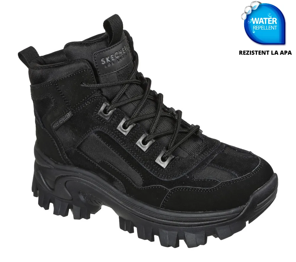 Ghete sport, dama, SKECHERS Hi Ryze Gawkers Street Blox-Block, 155260-BBK negru, piele naturala