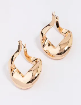 Gold Curb Link Hoop Earrings