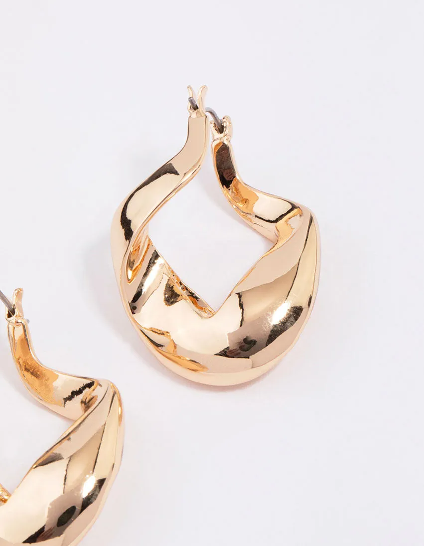 Gold Curb Link Hoop Earrings