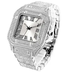 Iced Roman Dial Saints Watch in White Gold