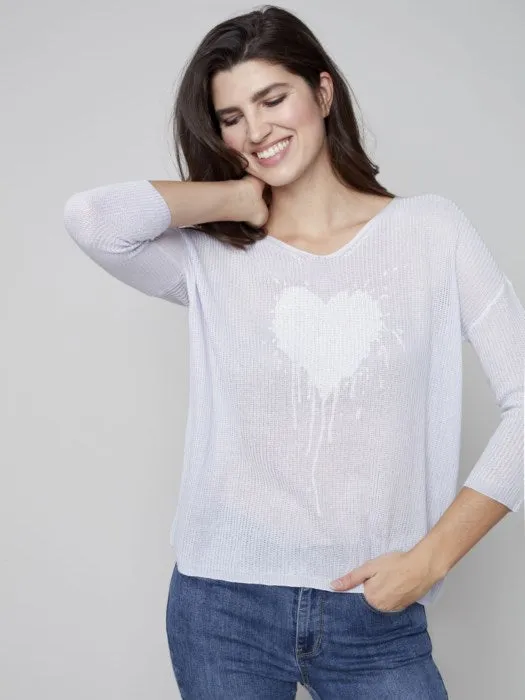 Leaking Heart Printed Sweater