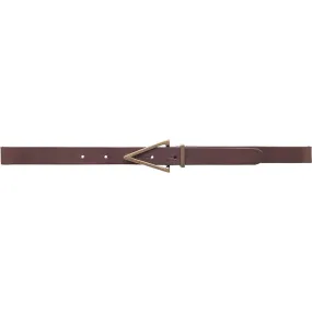 Narrow leather belt with beauiful details / 16080 - Dark brown