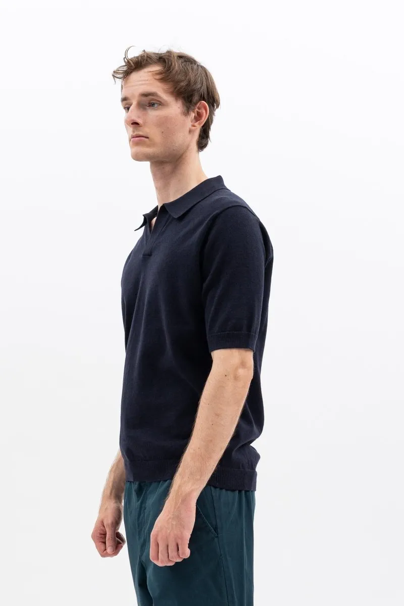 Norse Leif Linen Polo Dark Navy