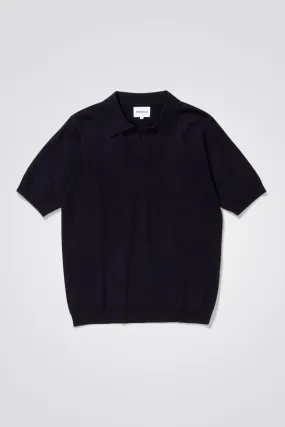 Norse Leif Linen Polo Dark Navy