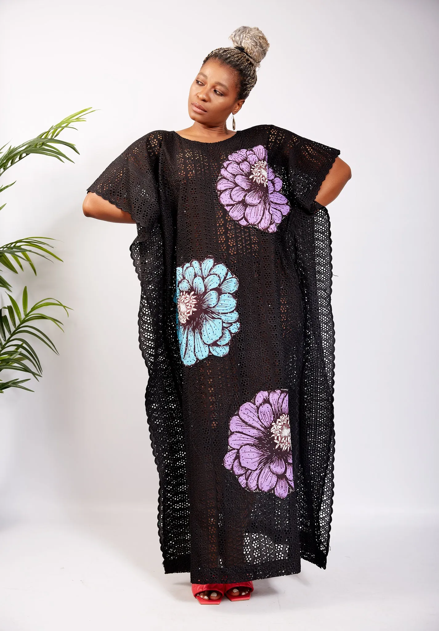 One Size Fits All  Embellished Lace Ankara Inspired Bubu - Umeh