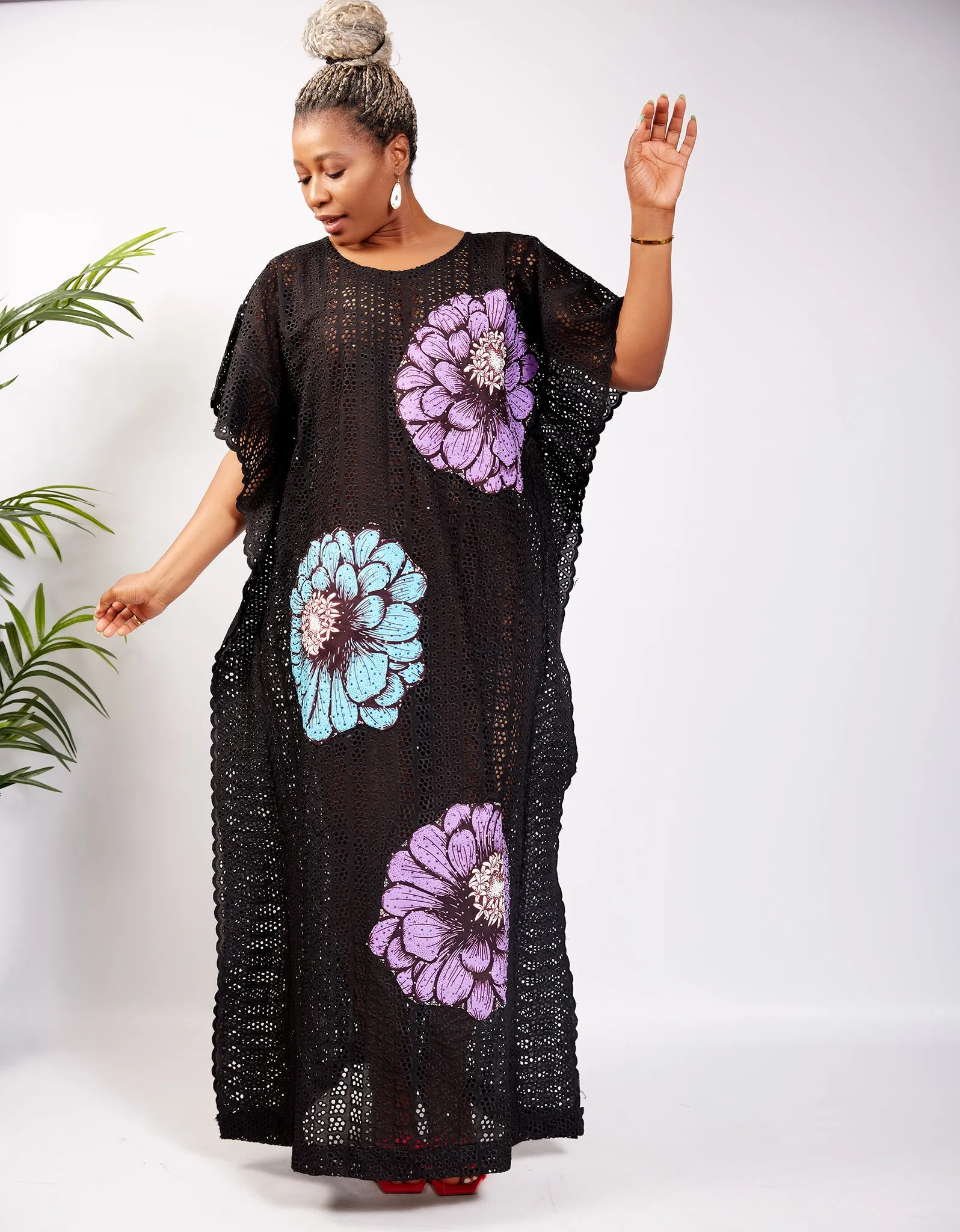 One Size Fits All  Embellished Lace Ankara Inspired Bubu - Umeh