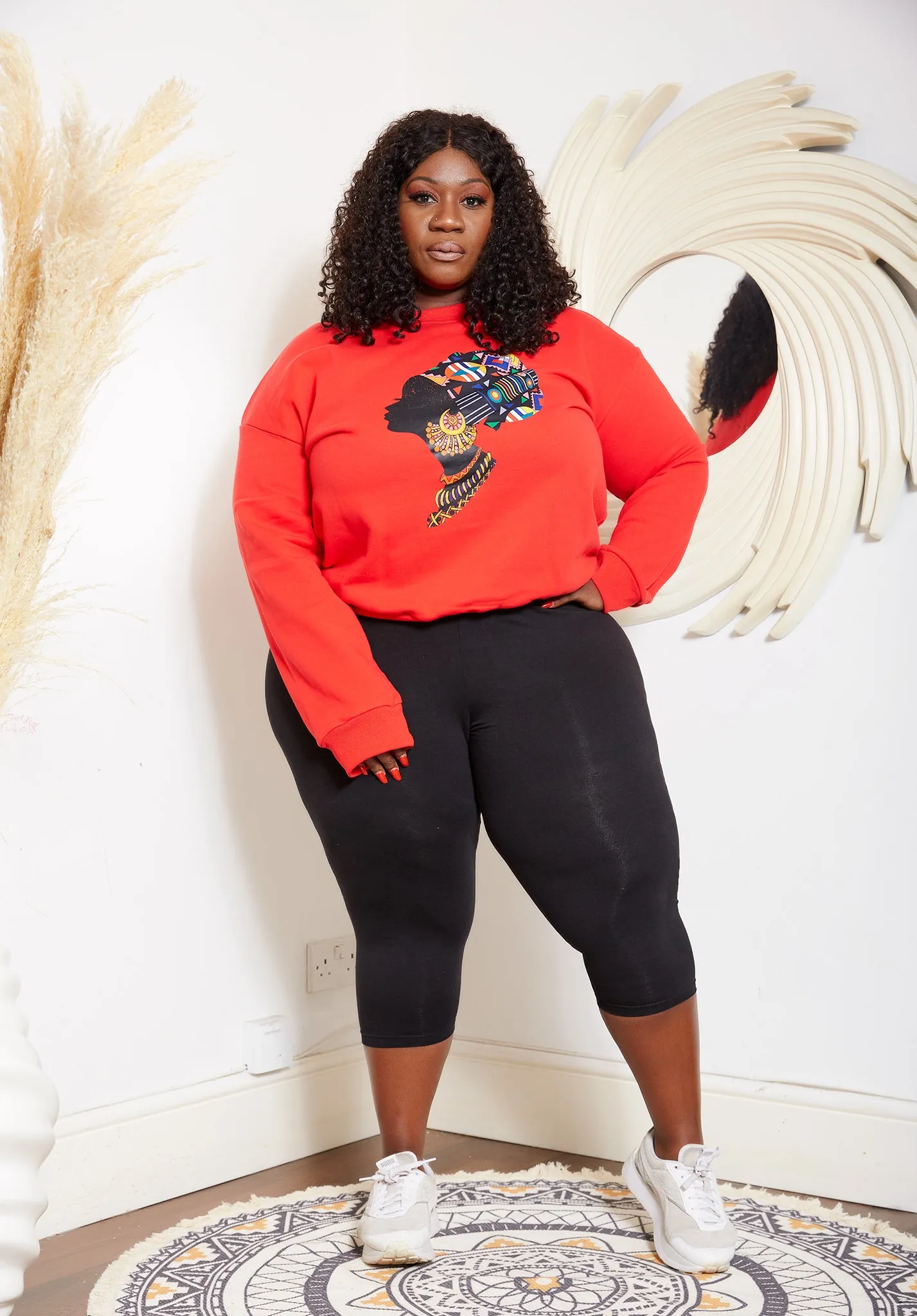 Red African Queen Headwrap Imprint Sweatshirt - Ijele