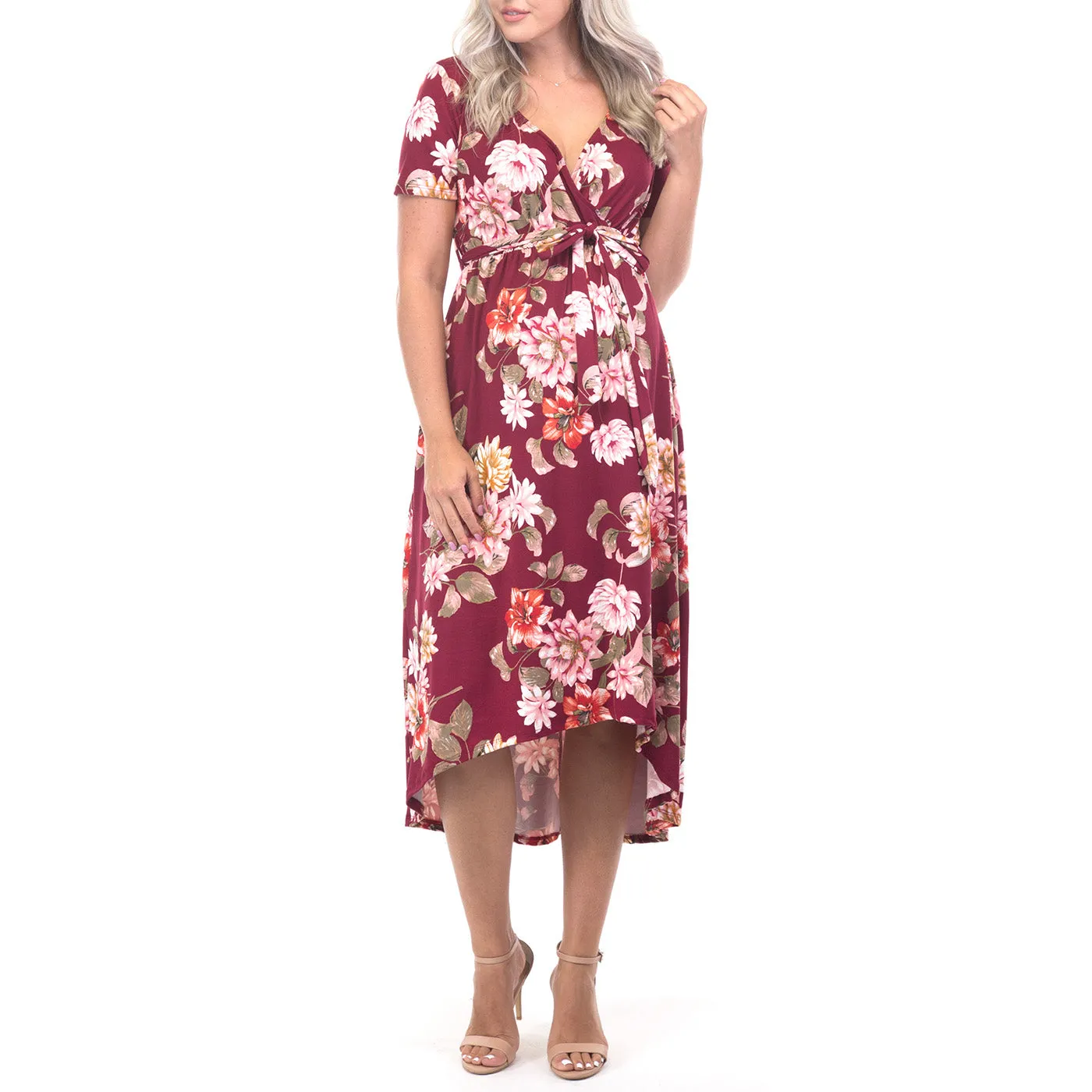 Women's High-Low Maternity Dress with Belt